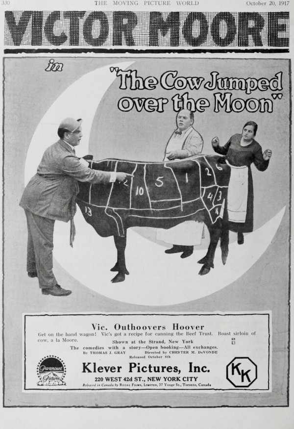 The Cow Jumped Over the Moon (1917) Poster US 1305*1904px